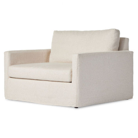 Maddox Oatmeal Upholstered Slipcover Chair & A Half 50"