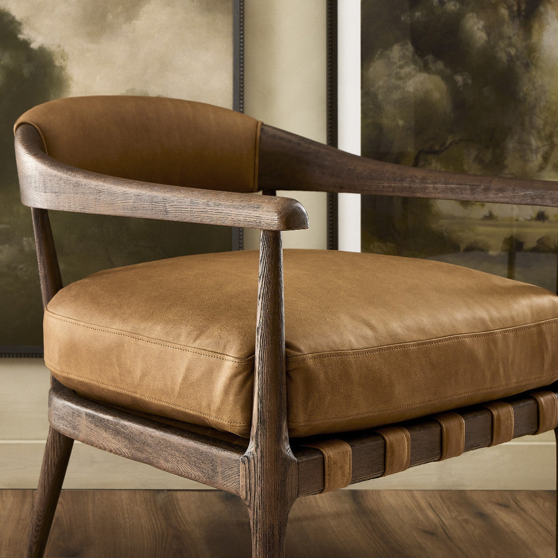 Dane Eucapel Cognac Leather Modern Accent Chair
