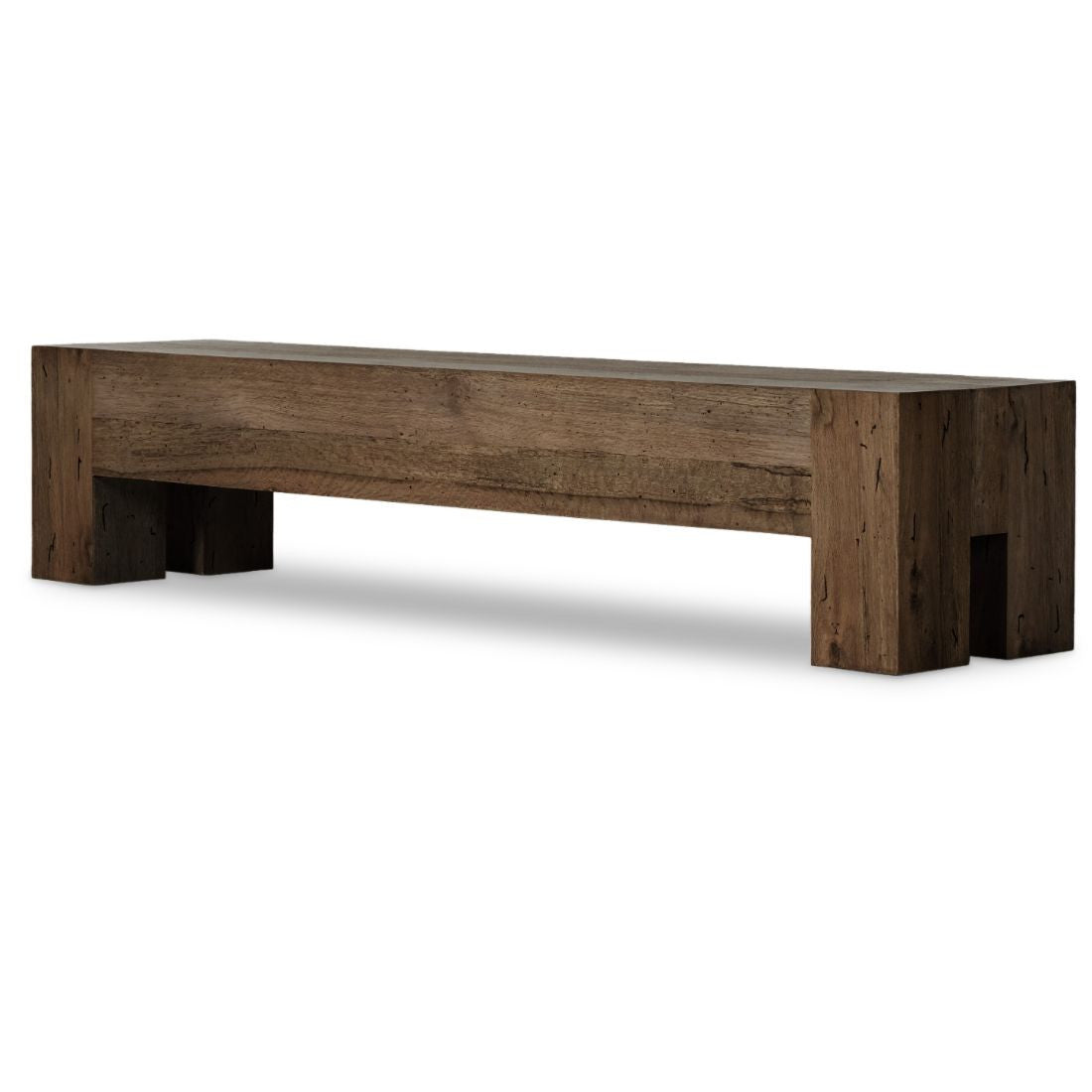 Abaso Rustic Ebony Oak Large Dining Bench 90"