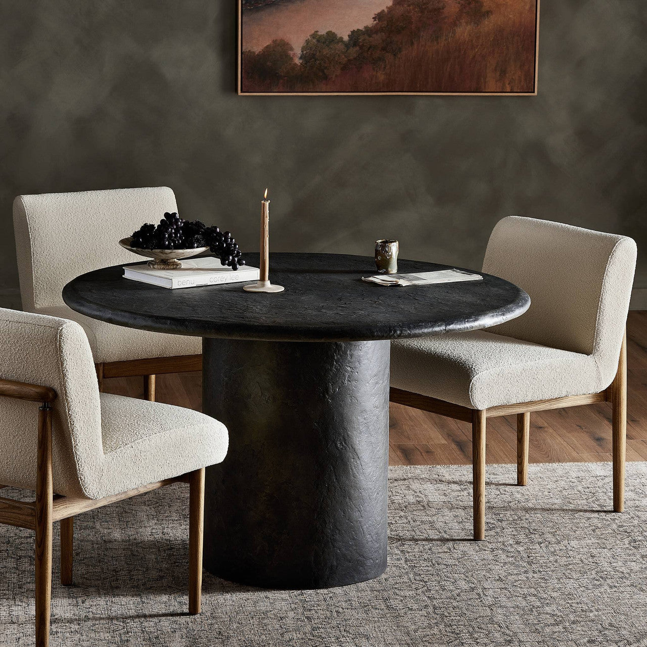 Bonnie Dining Table 48.5" - Textured Black Concrete
