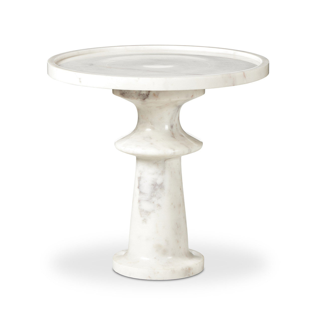 Skylar End Table 19.5" - Polished White Marble