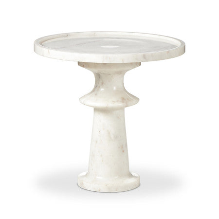 Skylar End Table 19.5" - Polished White Marble