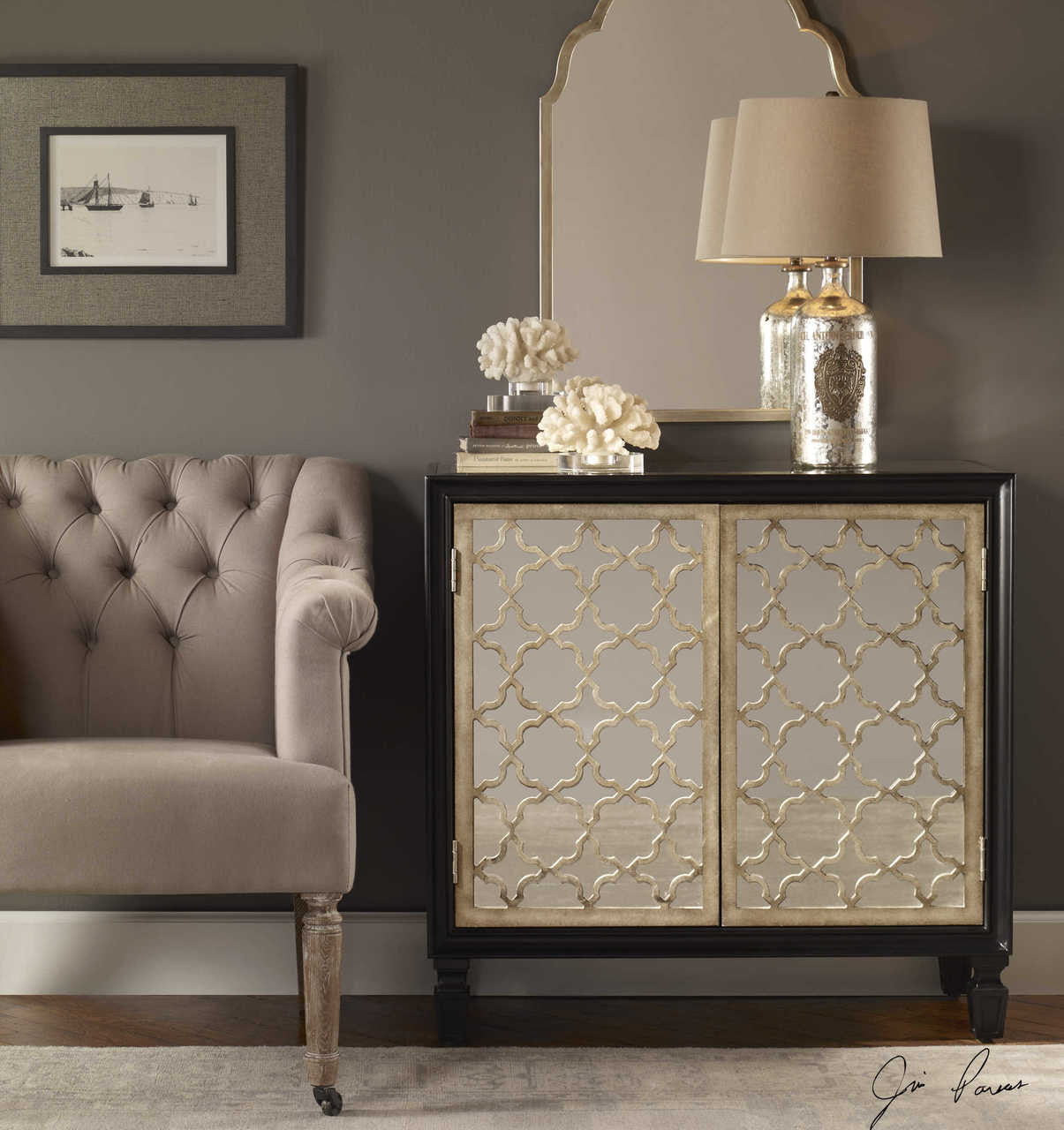 Franzea Mirrored Small Console Cabinet