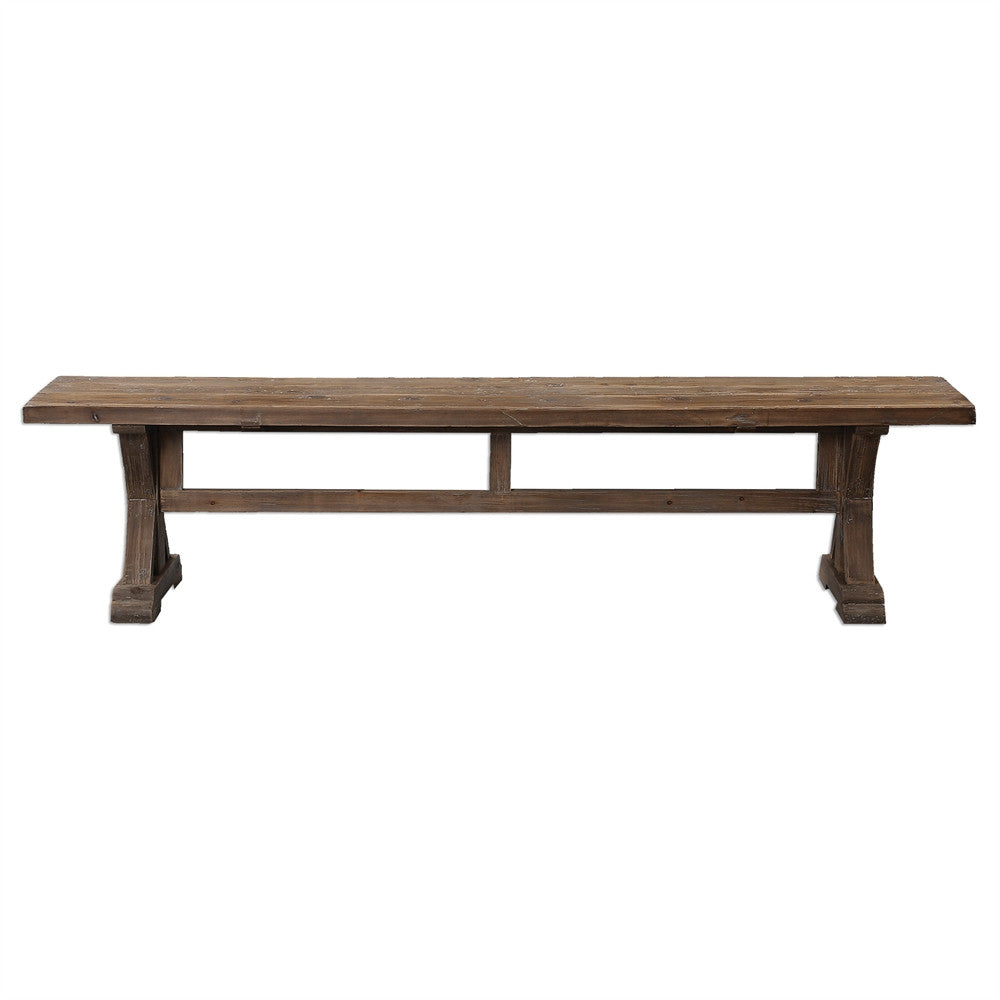 solid wood trestle dining bench