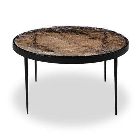 Yoko Nesting Table 32" - Smoked Brown Cast Glass
