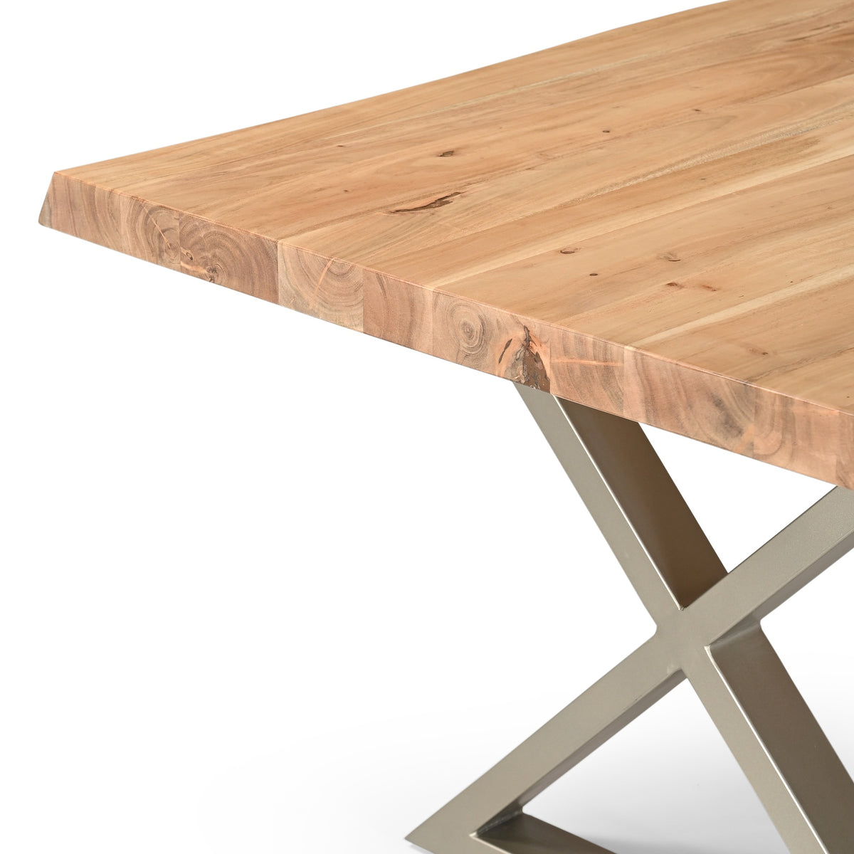 Brooks Dining Table X Base 40" x 92" Teak Top - Pewter Base by Urbia - detail 6