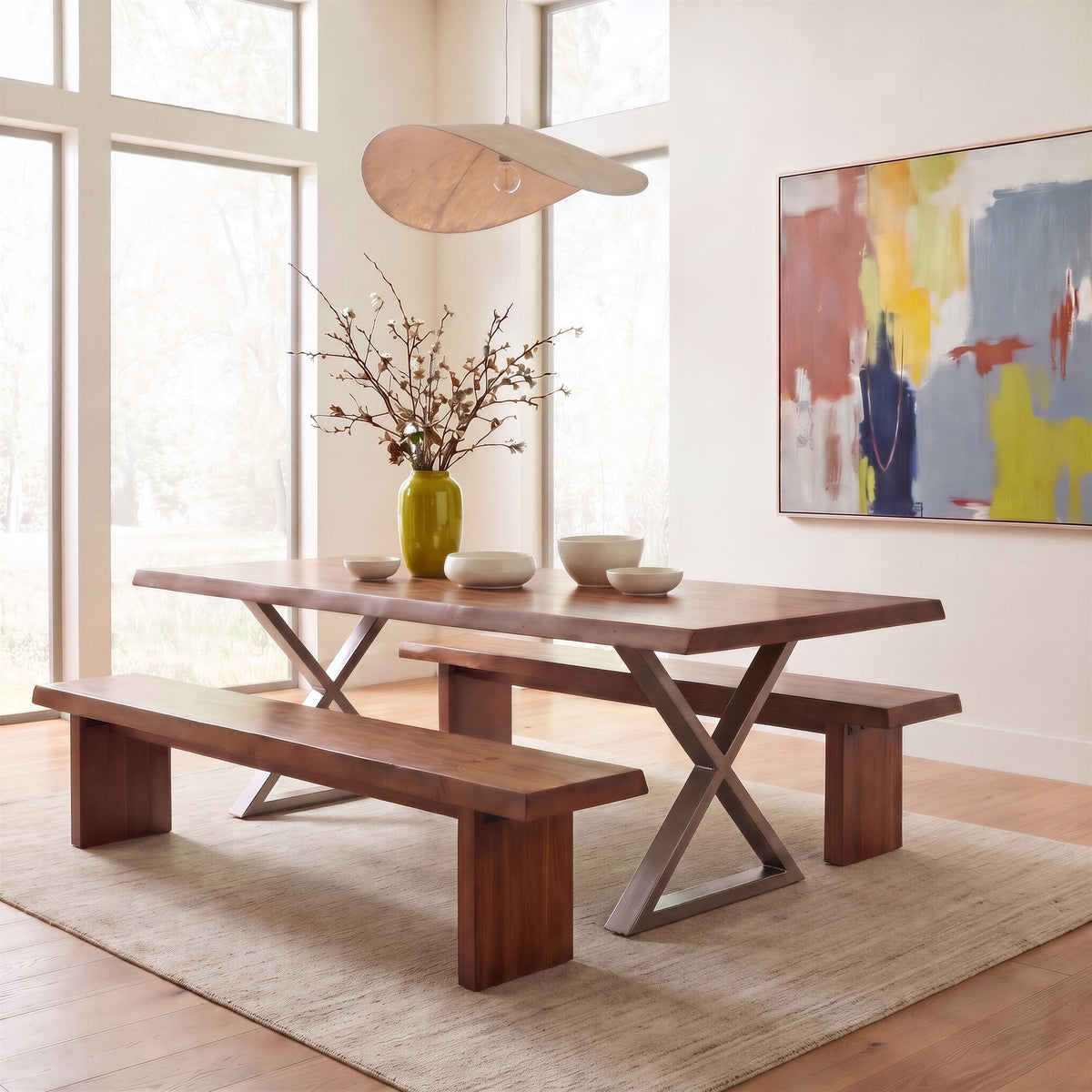 Brooks Dining Table X Base 40" x 116" Americano Top - Pewter Base by Urbia - detail 6