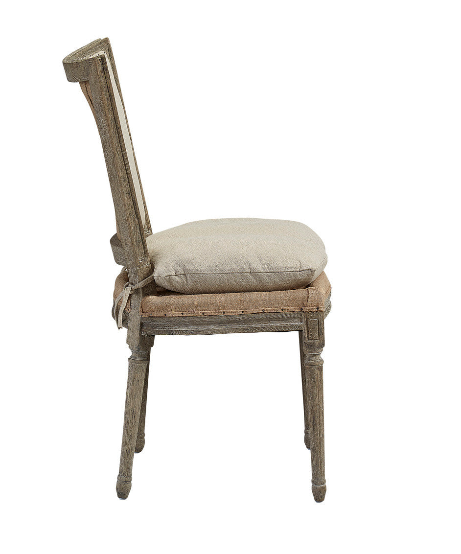 Bergere Linen & Burlap Flare Back Dining Side Chair