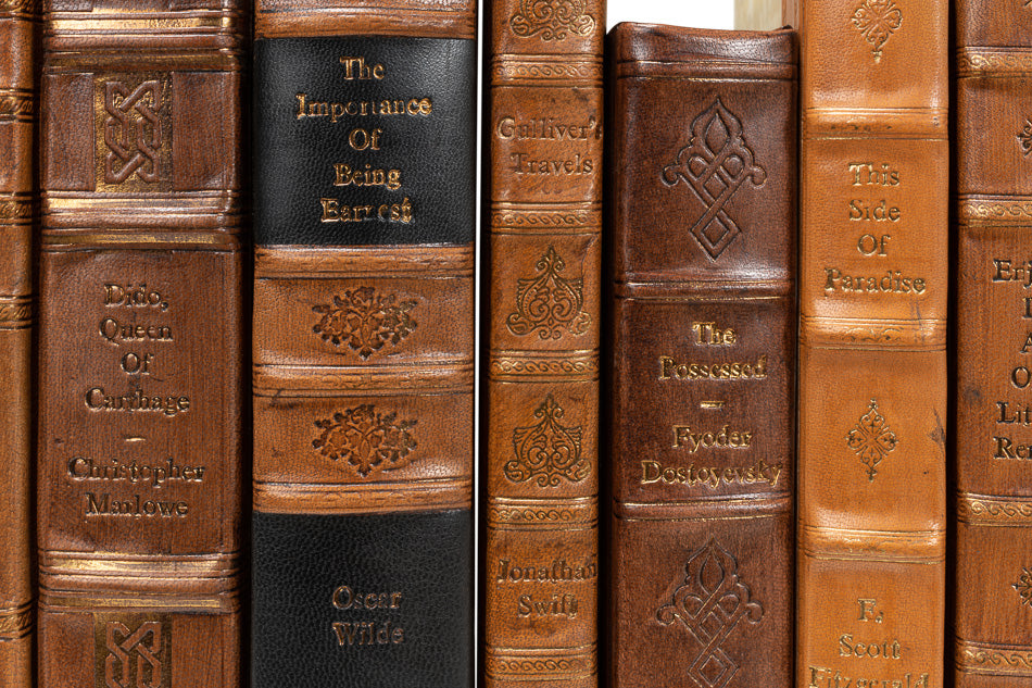 Faux Tan Leather Books, Set Of 24 by Sarreid Ltd - view 6