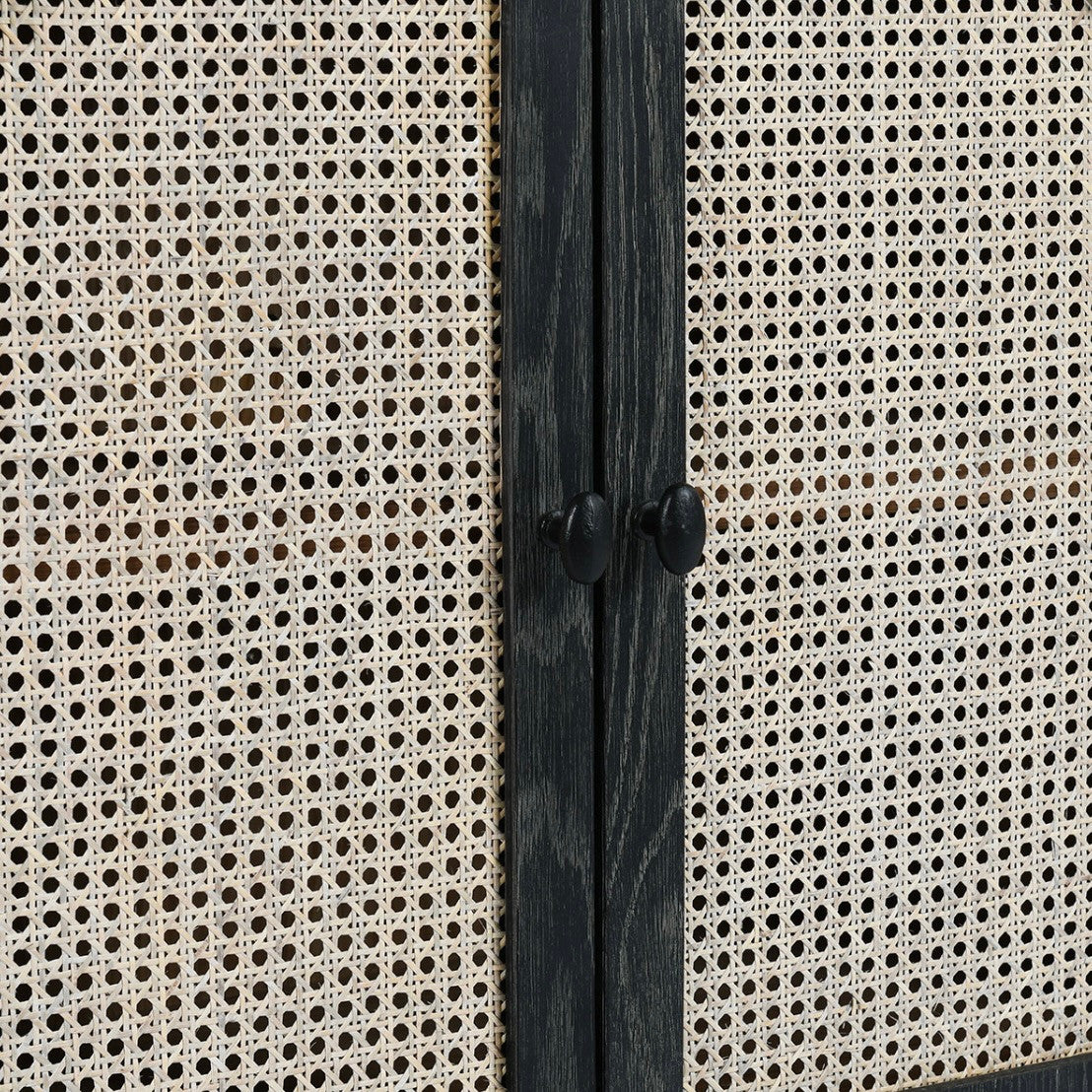 Barrea Oak Wood 4-Door Cabinet