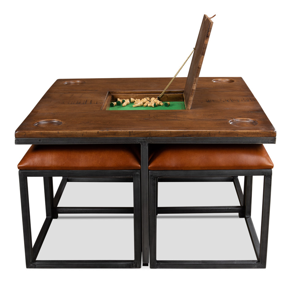 Low Game Table With Four Stools by Sarreid Ltd - view 8