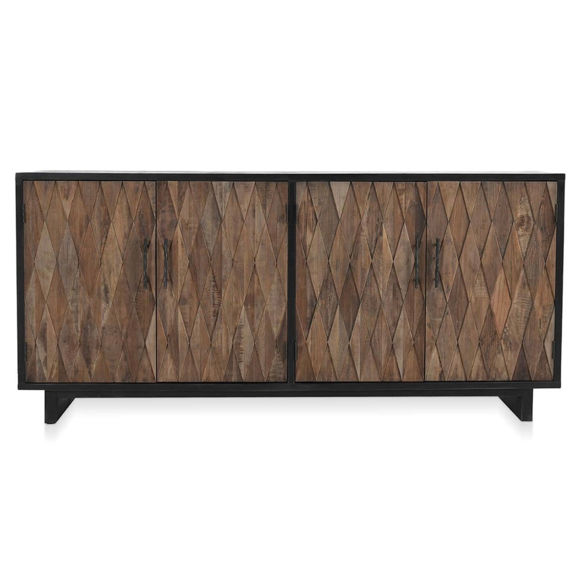 Anton Reclaimed Wood 4-Door Sideboard in Black
