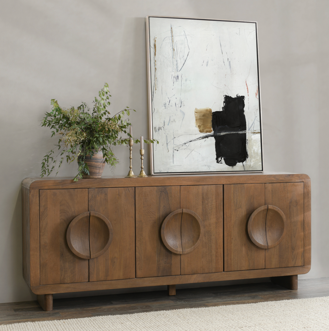 Valley Mango Wood 6-Door Buffet 86"