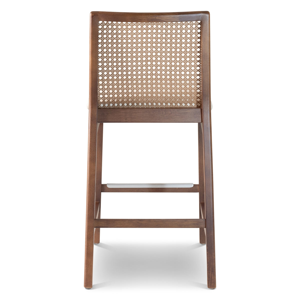 Modern Brazilian Nardia Cane Counter Stool Medley Ivory Seat Nogal Frame - Nogal Cane Webbing by Urbia - detail 8