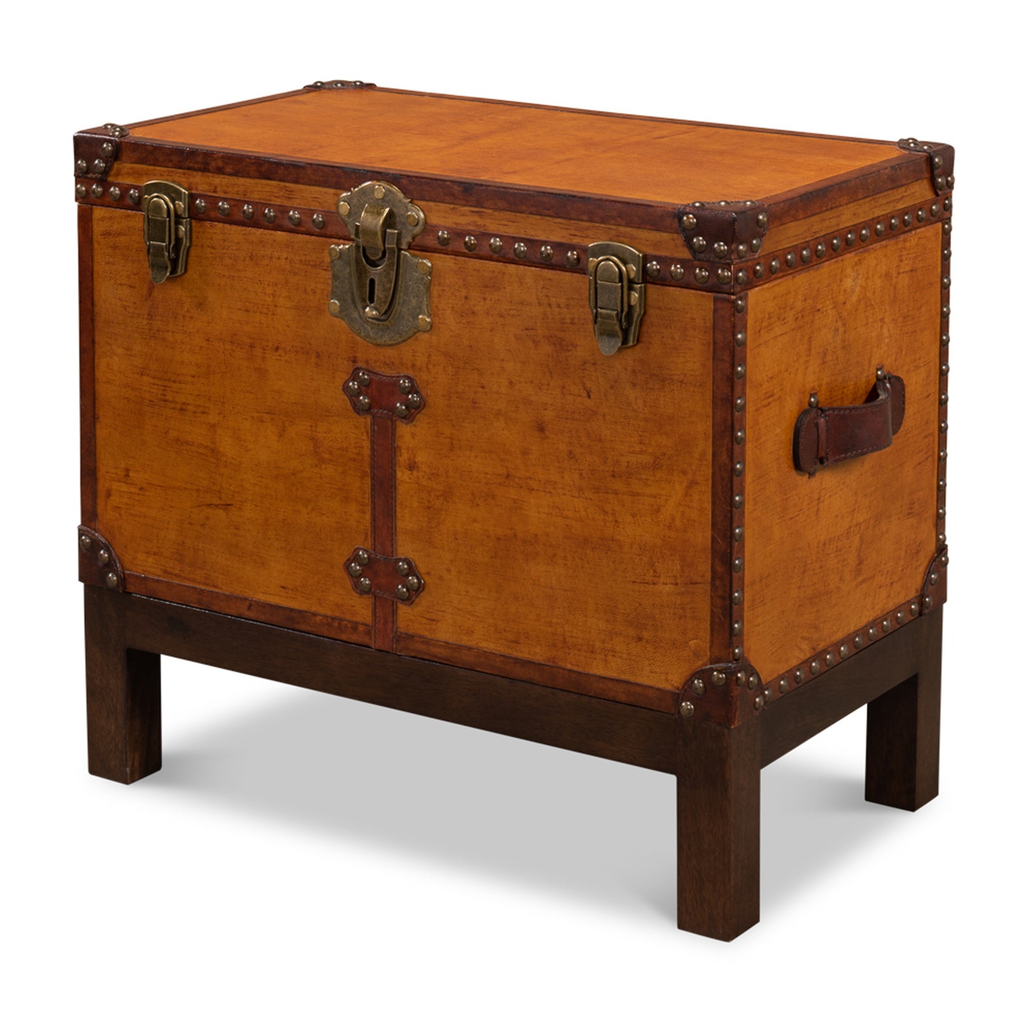 Abilene Leather Box W/Stand by Sarreid Ltd