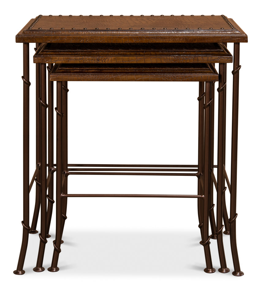 Croc Leather Nesting Tables, Set/3 by Sarreid Ltd - view 8