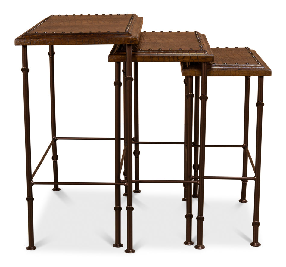 Croc Leather Nesting Tables, Set/3 by Sarreid Ltd - view 9