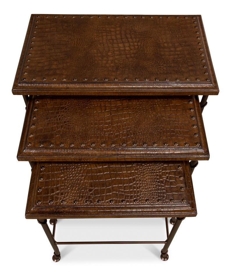 Croc Leather Nesting Tables, Set/3 by Sarreid Ltd - view 10