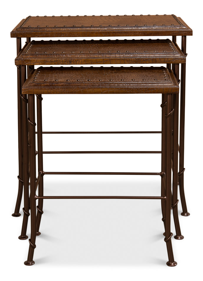 Croc Leather Nesting Tables, Set/3 by Sarreid Ltd - view 2