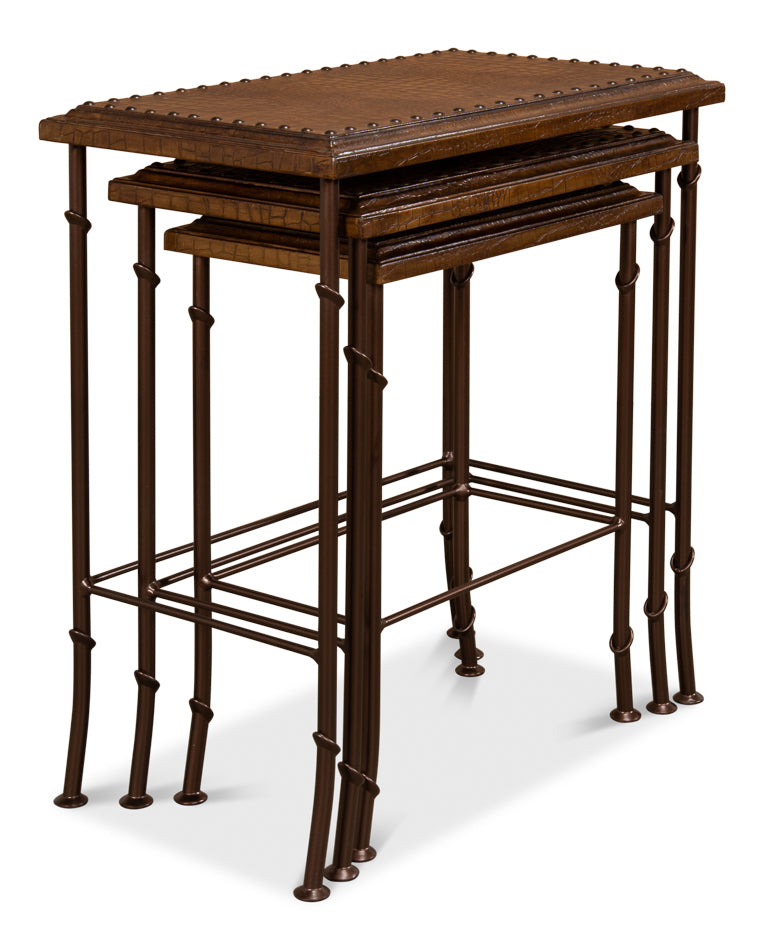 Croc Leather Nesting Tables, Set/3 by Sarreid Ltd - view 3