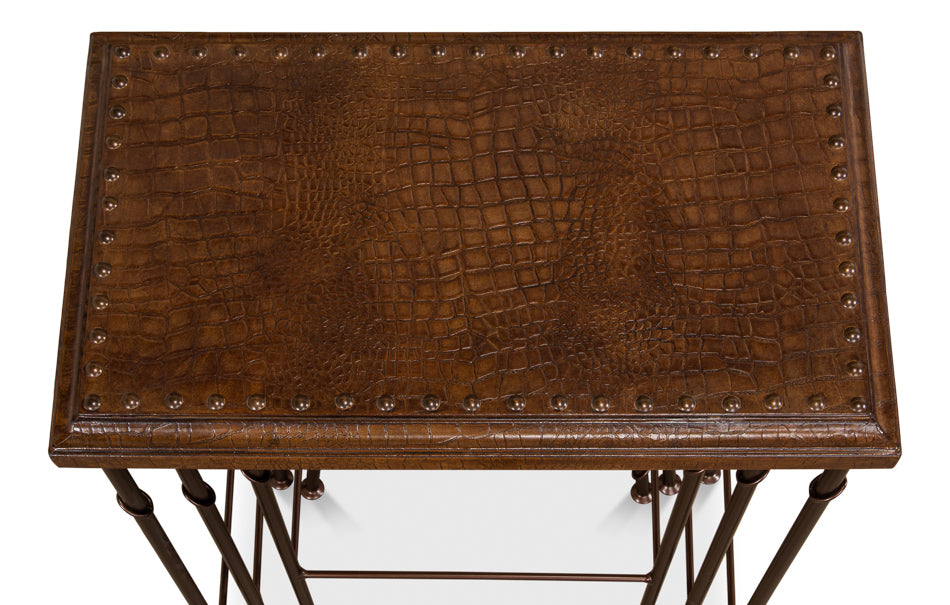 Croc Leather Nesting Tables, Set/3 by Sarreid Ltd - view 4