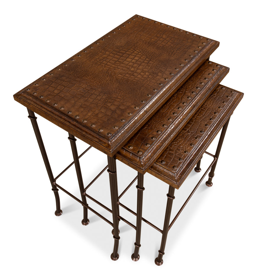 Croc Leather Nesting Tables, Set/3 by Sarreid Ltd - view 5