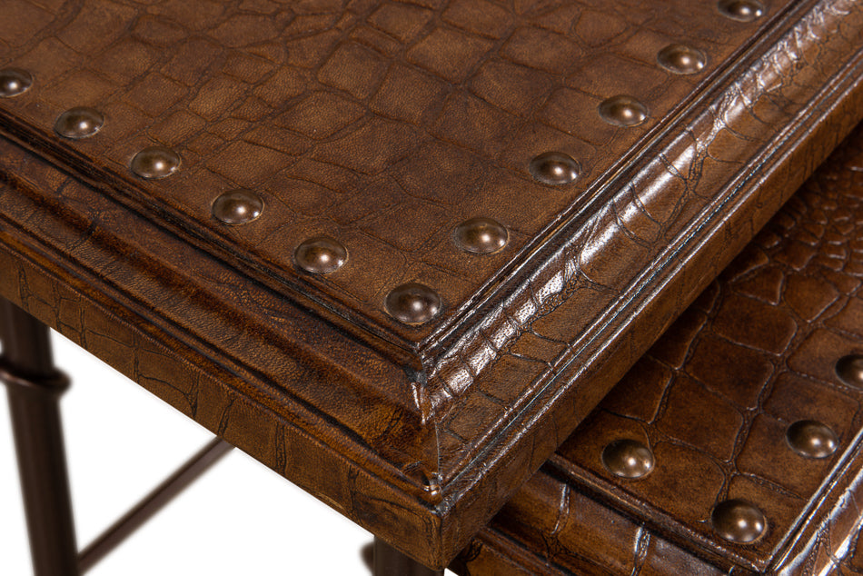 Croc Leather Nesting Tables, Set/3 by Sarreid Ltd - view 7
