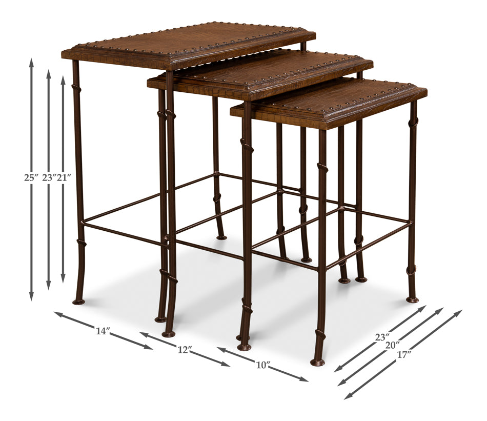 Croc Leather Nesting Tables, Set/3 by Sarreid Ltd - view 6
