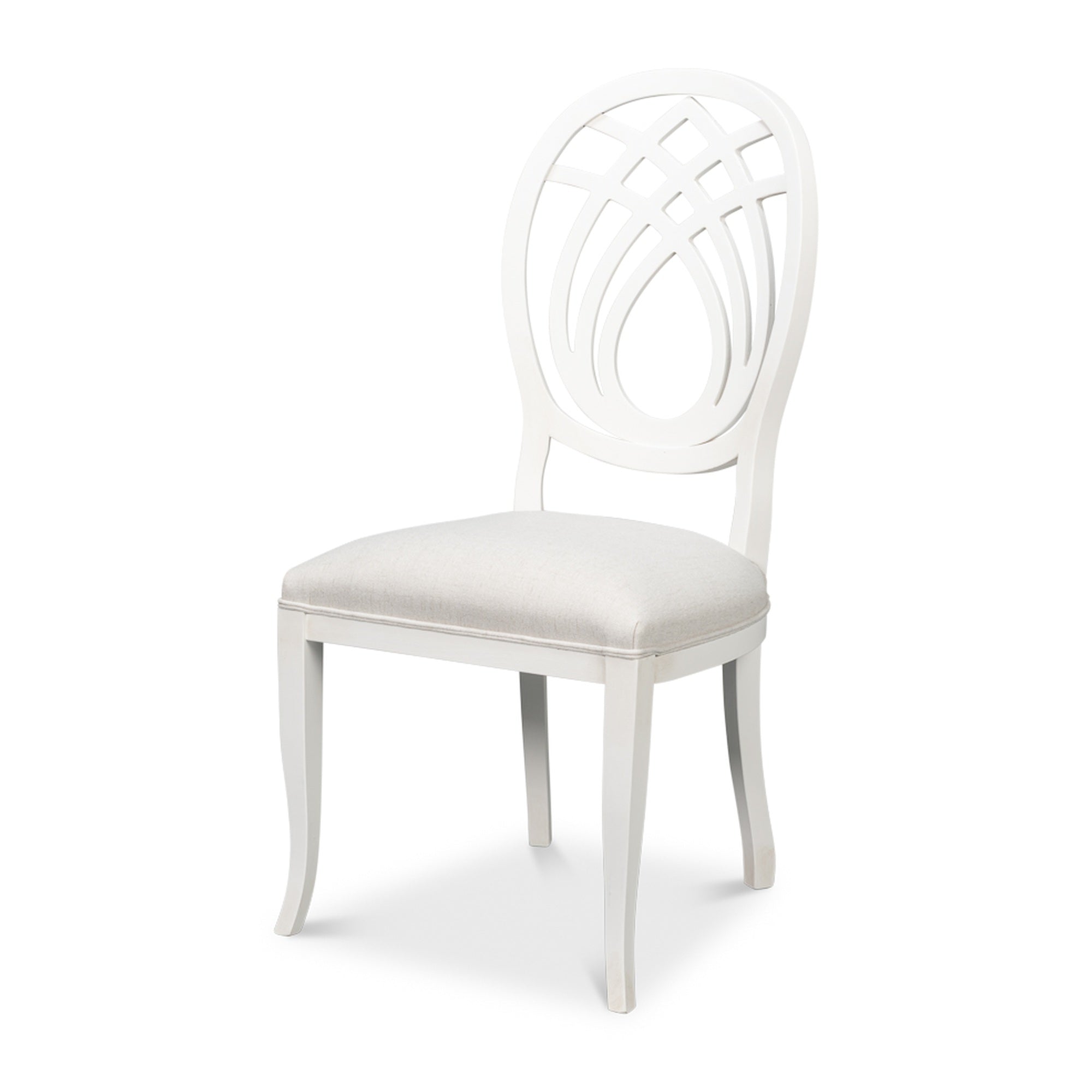 Goccia Side Chair, Cortina White, Crema by Sarreid Ltd