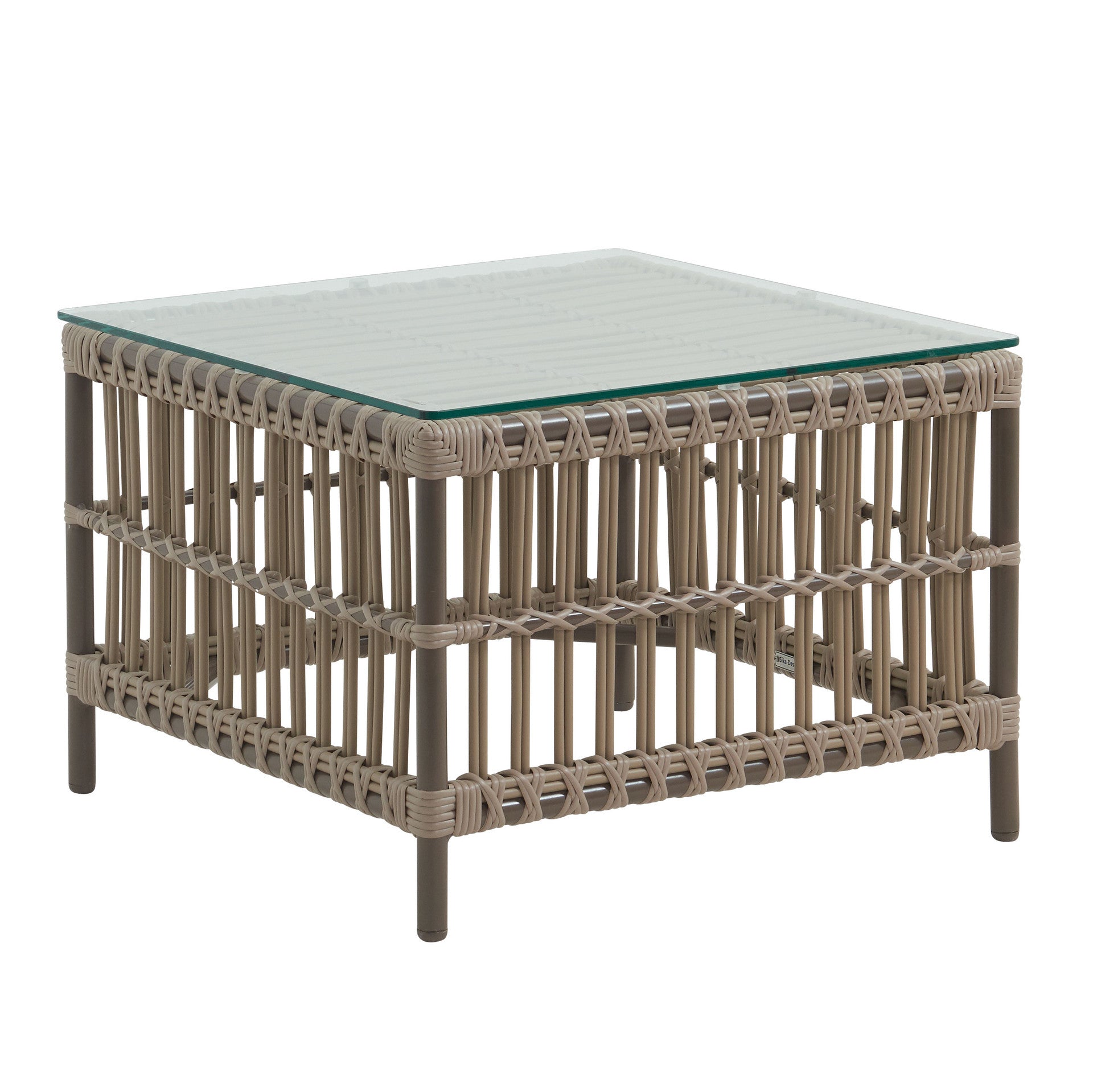 Caroline Side Table Exterior w/Glass Top - Moccachino