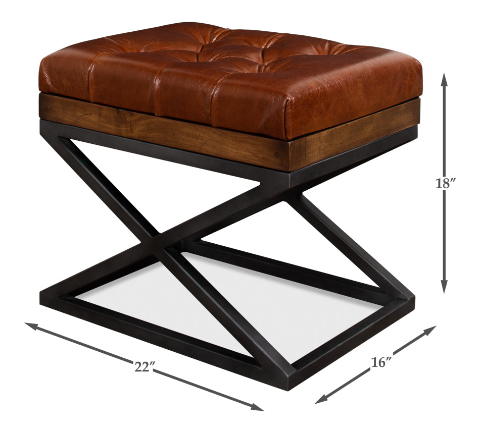Leather Cushion Bench by Sarreid Ltd - view 6