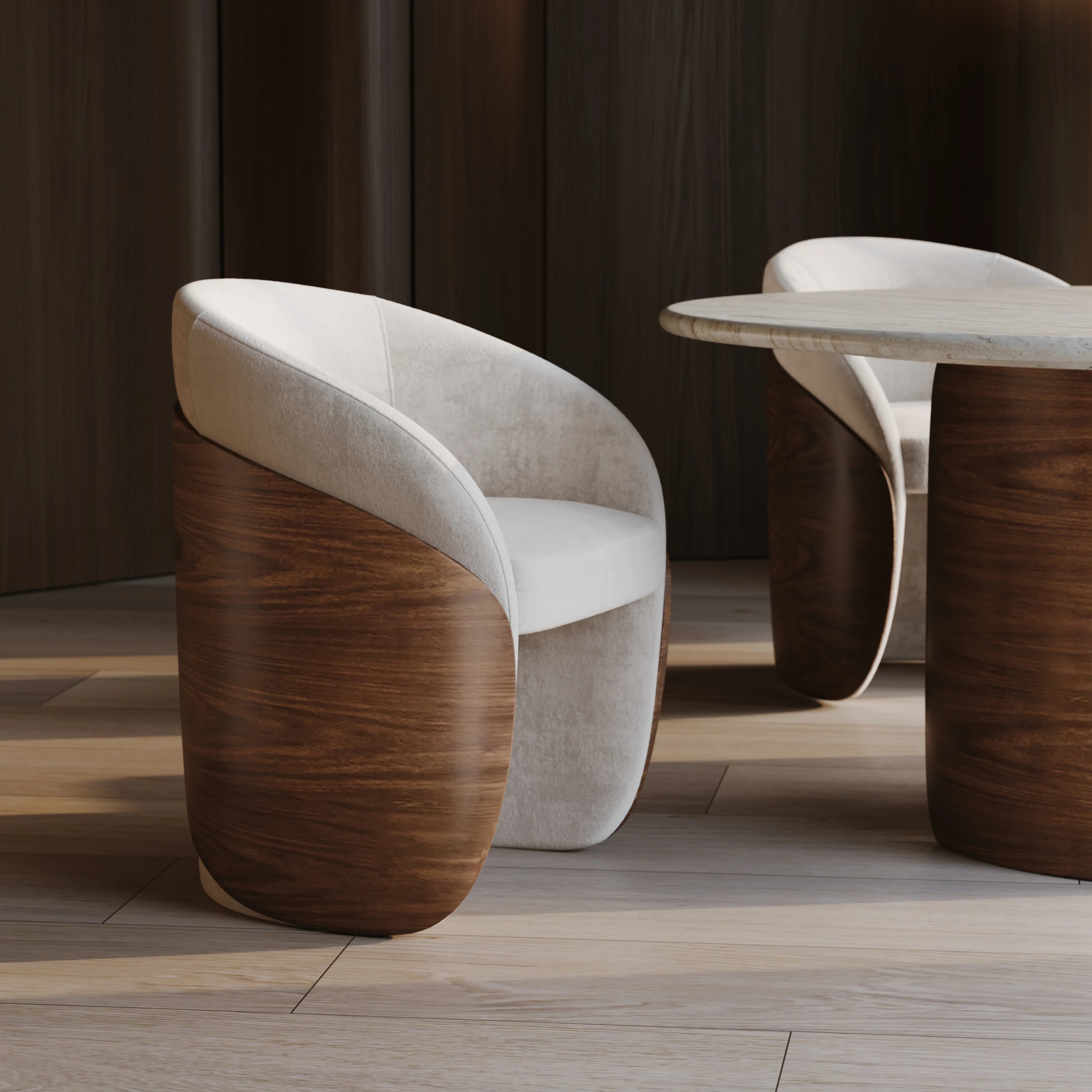 Fleur Wood Back Dining Chair Porcini 25" by Caracole - view 3