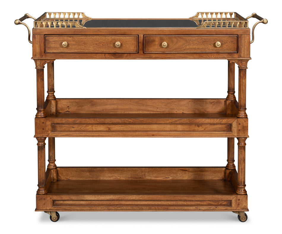 Capital Serving Cart, Fruitwood Finish by Sarreid Ltd - view 2