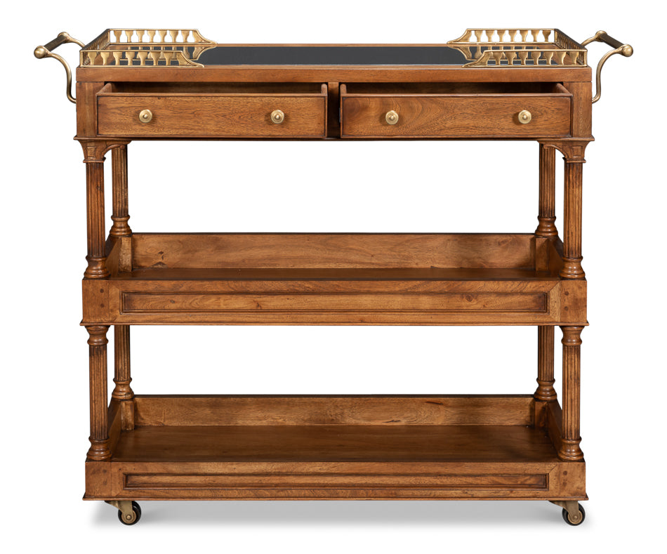 Capital Serving Cart, Fruitwood Finish by Sarreid Ltd - view 3
