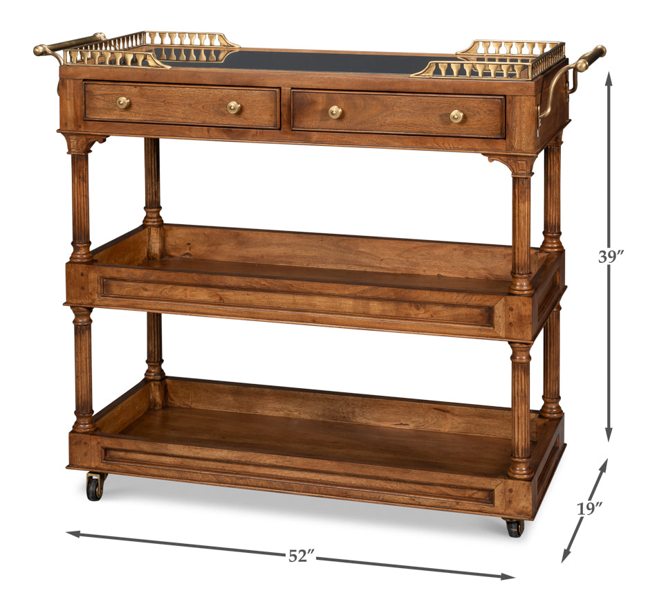 Capital Serving Cart, Fruitwood Finish by Sarreid Ltd - view 6