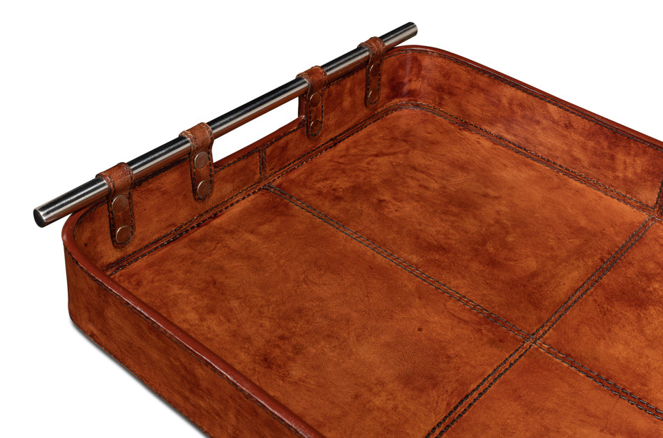 Safari Leather Tray by Sarreid Ltd - view 9