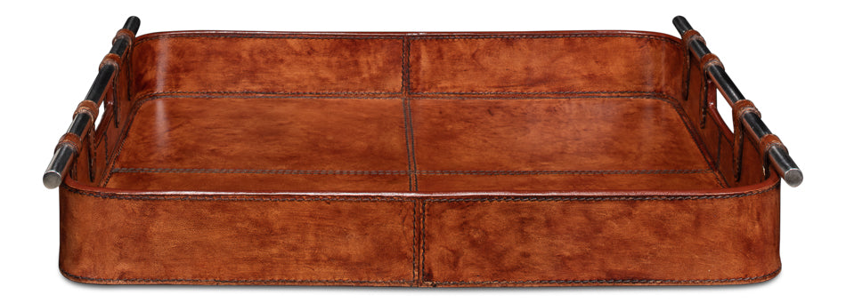 Safari Leather Tray by Sarreid Ltd - view 2