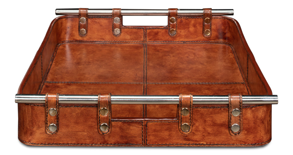 Safari Leather Tray by Sarreid Ltd - view 3