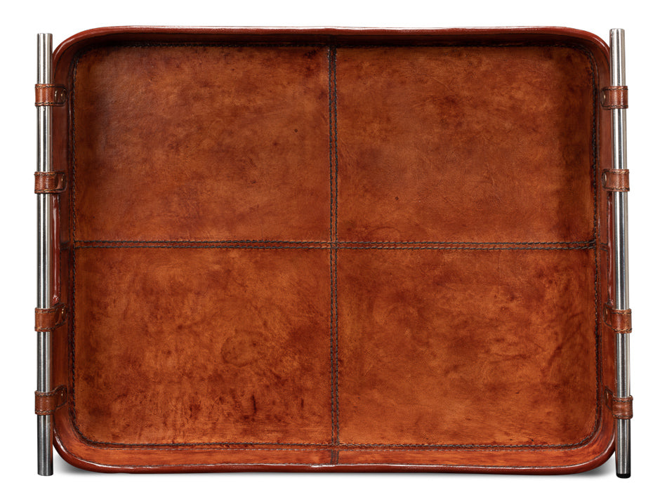 Safari Leather Tray by Sarreid Ltd - view 4