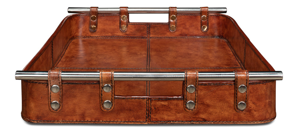 Safari Leather Tray by Sarreid Ltd - view 5