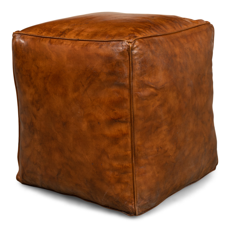 Sunday Afternoon Leather Cube,Natural by Sarreid Ltd - view 8