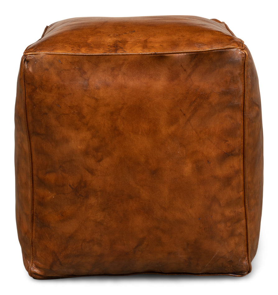 Sunday Afternoon Leather Cube,Natural by Sarreid Ltd - view 9