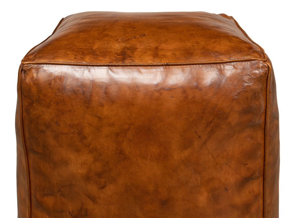 Sunday Afternoon Leather Cube,Natural by Sarreid Ltd - view 12
