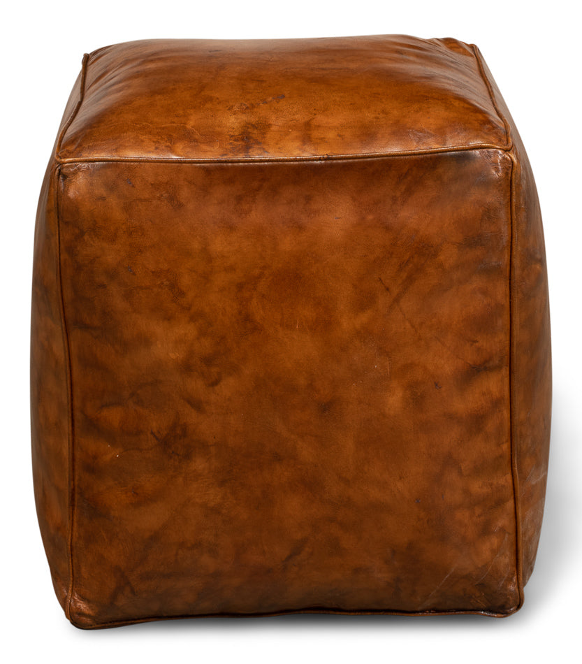 Sunday Afternoon Leather Cube,Natural by Sarreid Ltd - view 2