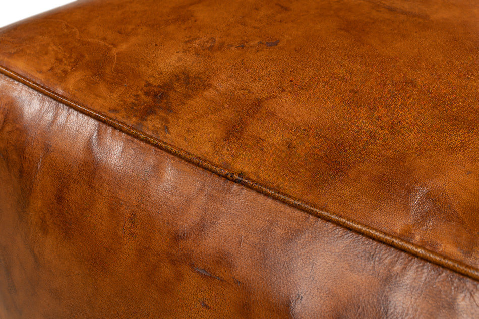 Sunday Afternoon Leather Cube,Natural by Sarreid Ltd - view 5