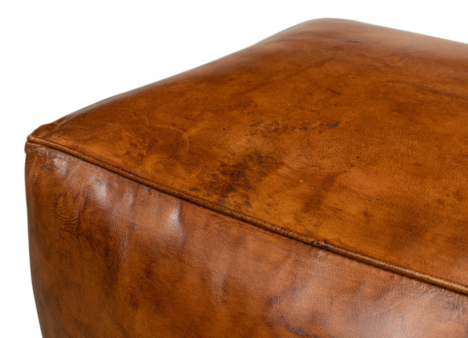 Sunday Afternoon Leather Cube,Natural by Sarreid Ltd - view 6