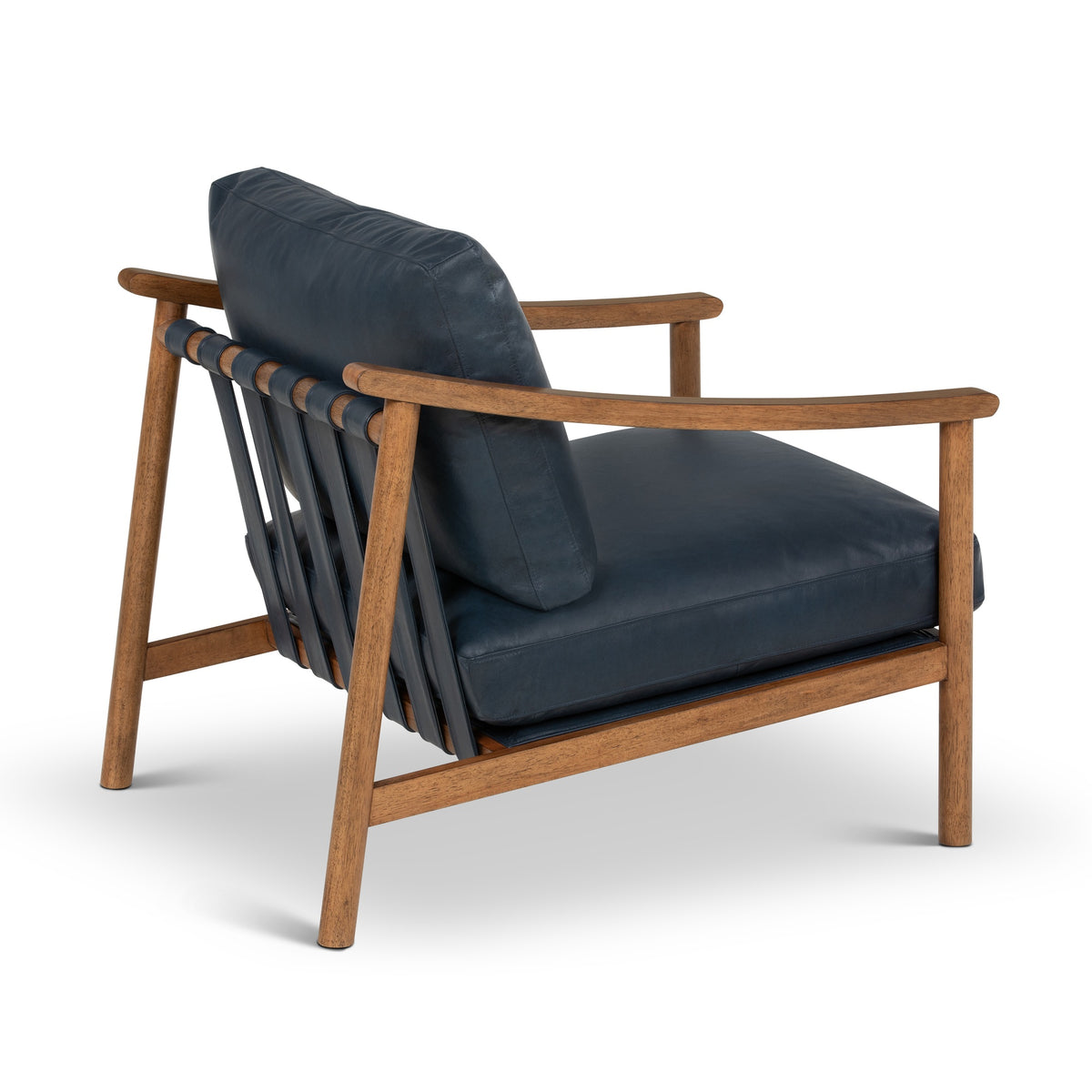 Rowan Leather Accent Chair Dark Oak, Oxford Blue by Urbia - detail 4