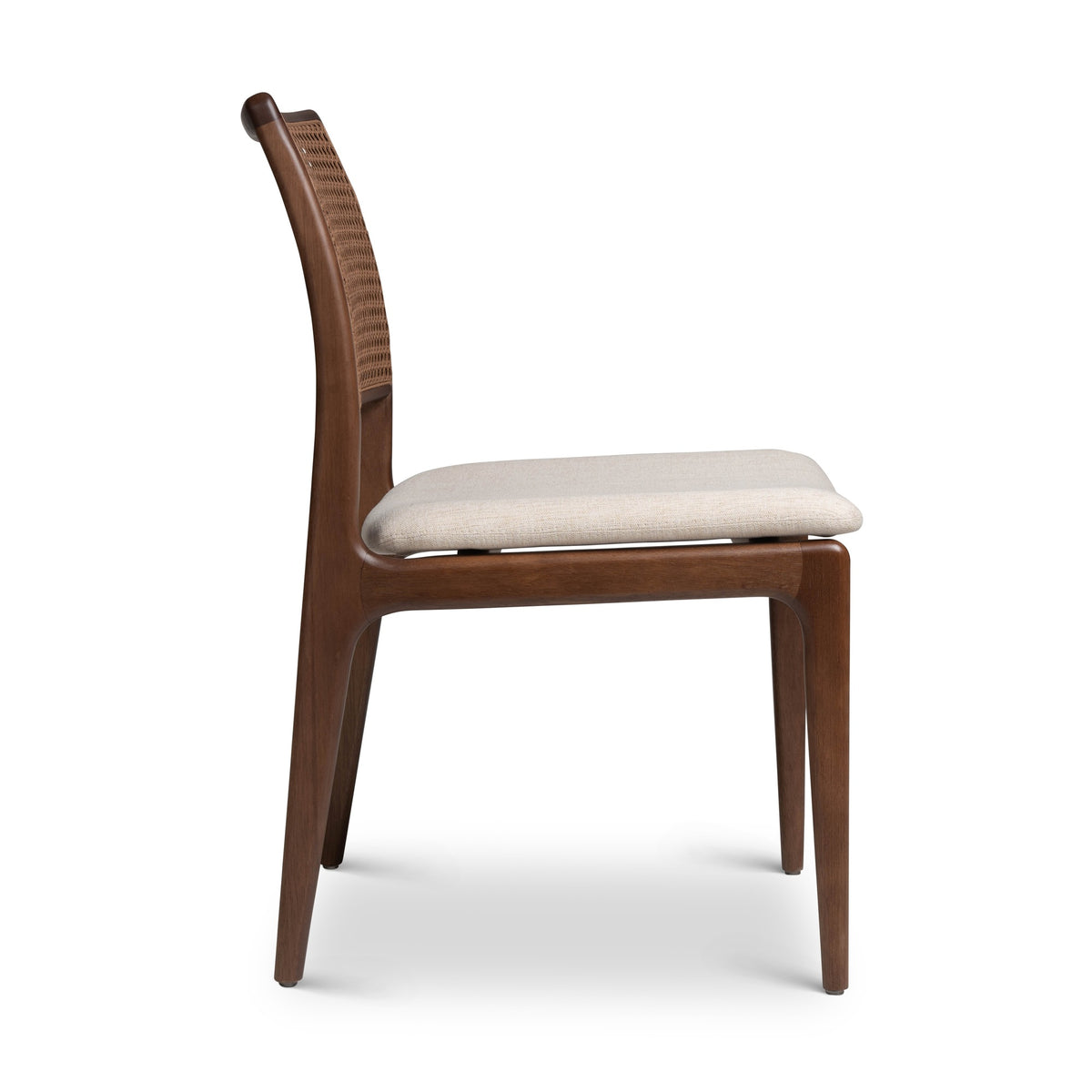 Modern Brazilian Charlotte Cane Side Chair Medley Ivory Seat Nogal Frame - Nogal Cane Webbing by Urbia - detail 2