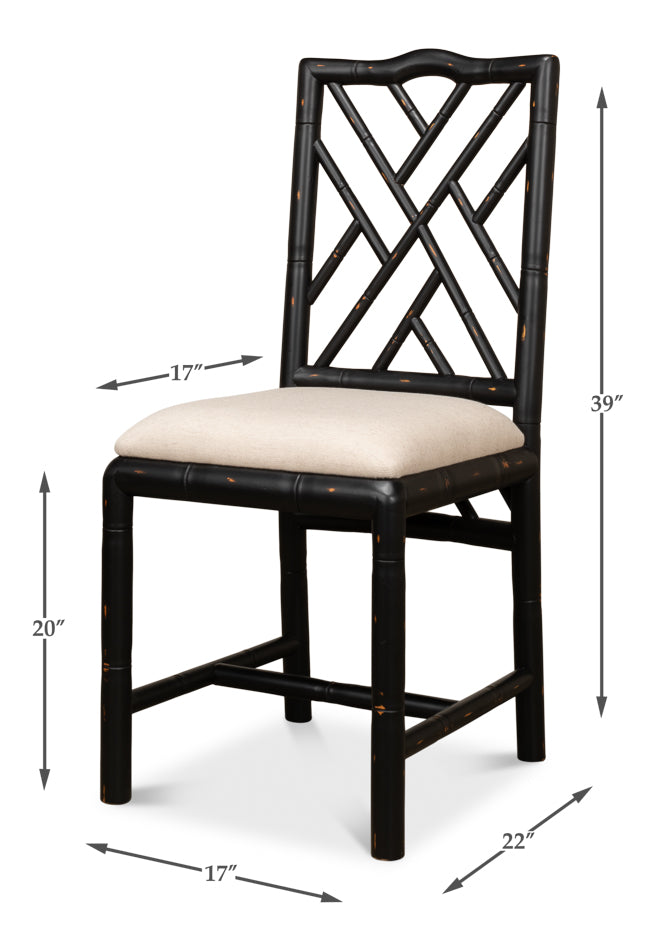 Brighton Bamboo Side Chair,Black by Sarreid Ltd - view 7