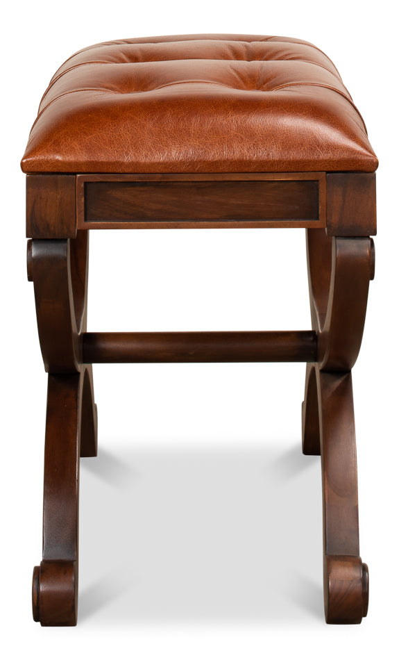 Empire Stool W/Leather by Sarreid Ltd - view 8
